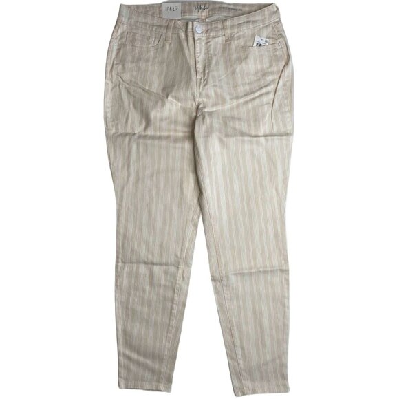 Style & Co Curvy Tummy Control Jeans Women's 8 MEDIUM Pale Pink Striped Skinny - Picture 2 of 14